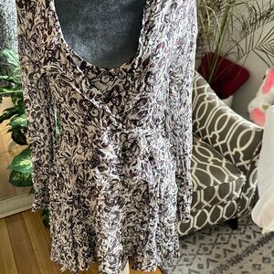 IRO Ruffled Mini Dress Honess White Printed Chiffon Long Sleeve. Retails $465